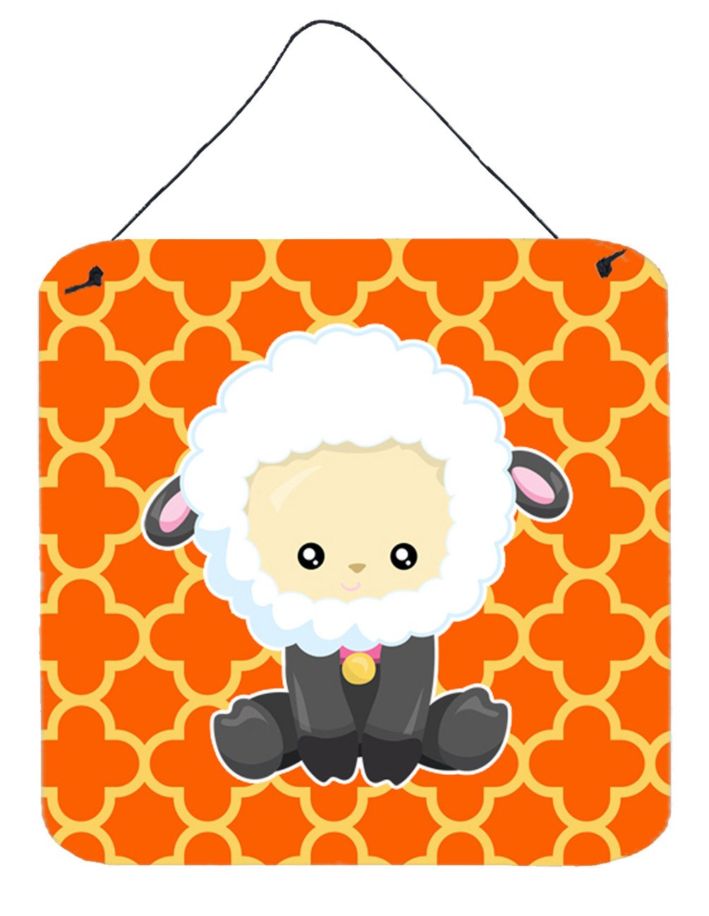 Sheep on Orange Quatrafoil Wall or Door Hanging Prints BB6872DS66 by Caroline&#39;s Treasures