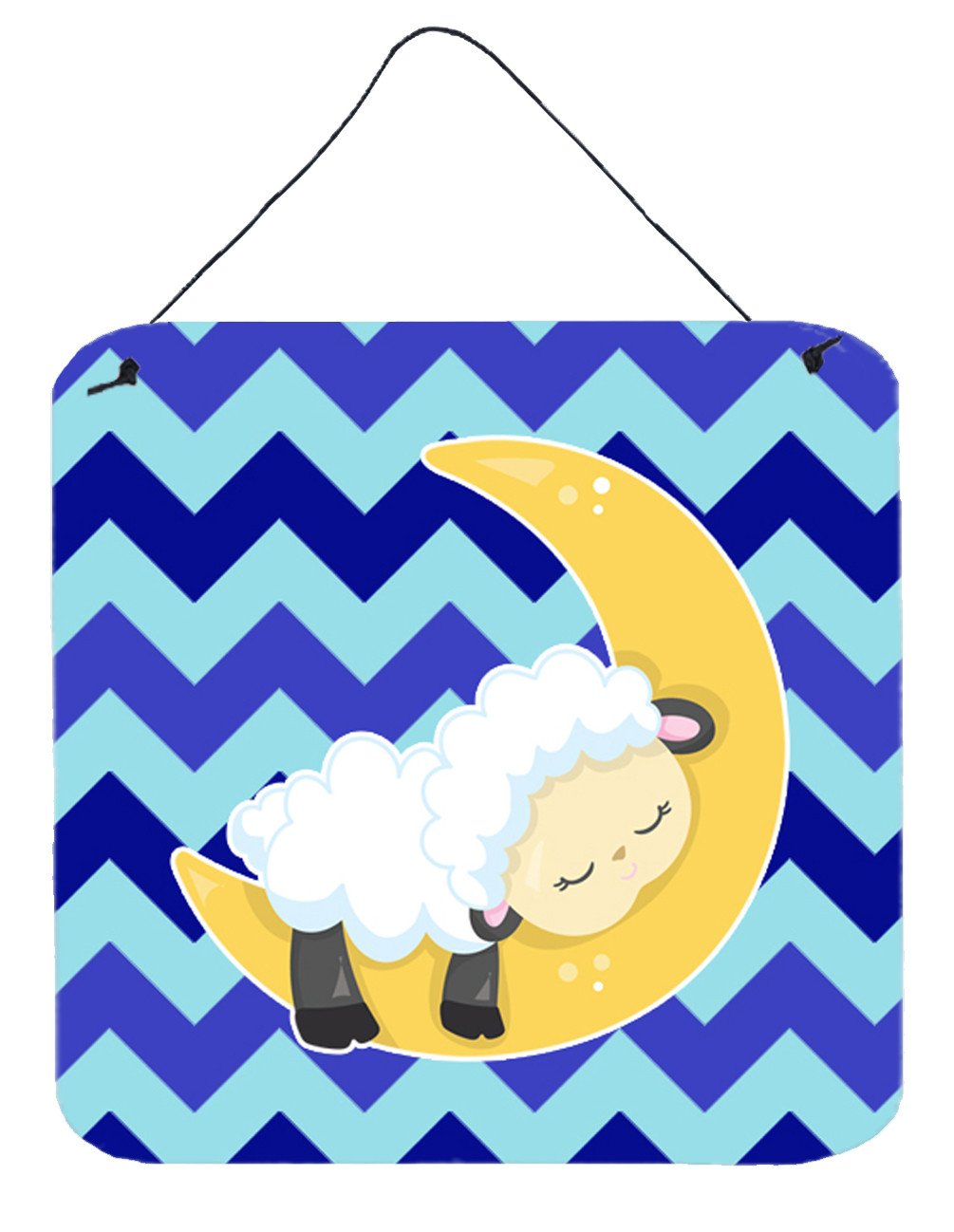 Sheep on Moon Chevron Wall or Door Hanging Prints BB6877DS66 by Caroline's Treasures