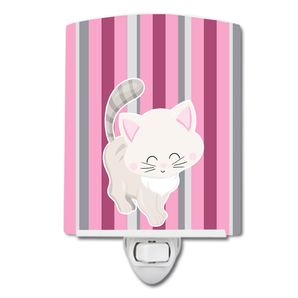 Kitten Cat Pink and Gray Ceramic Night Light BB6878CNL - the-store.com