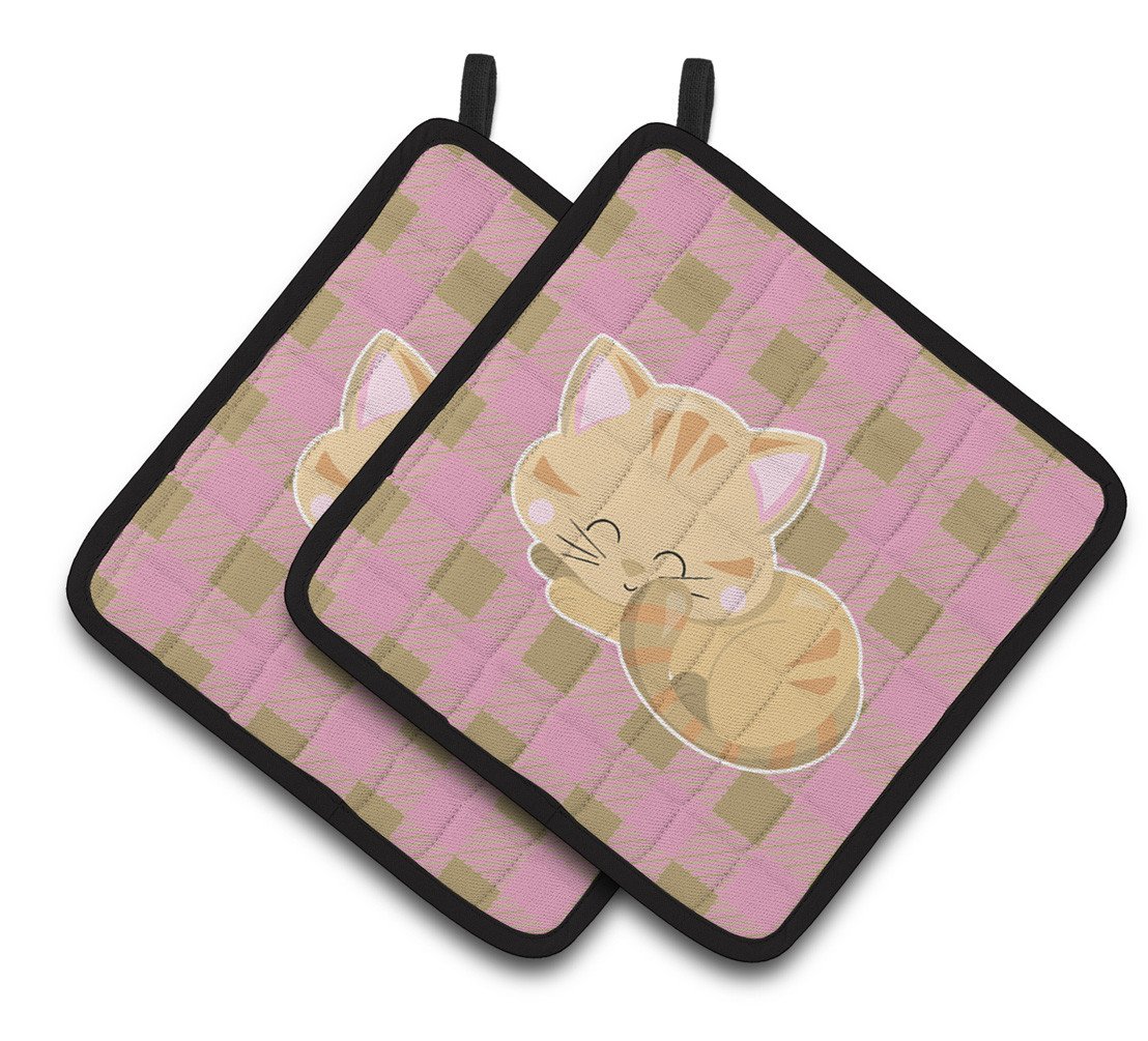 Kitten Sleeping Pair of Pot Holders BB6880PTHD by Caroline's Treasures