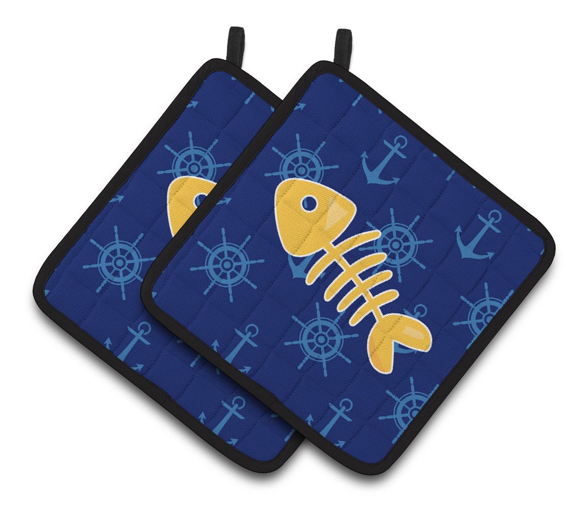 Fish Bones Pair of Pot Holders BB6884PTHD by Caroline's Treasures