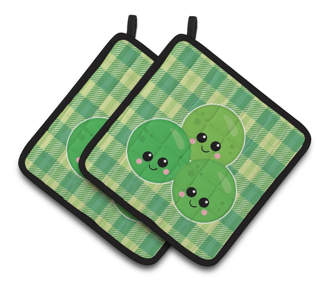 Three Peas Pair of Pot Holders BB6890PTHD by Caroline&#39;s Treasures