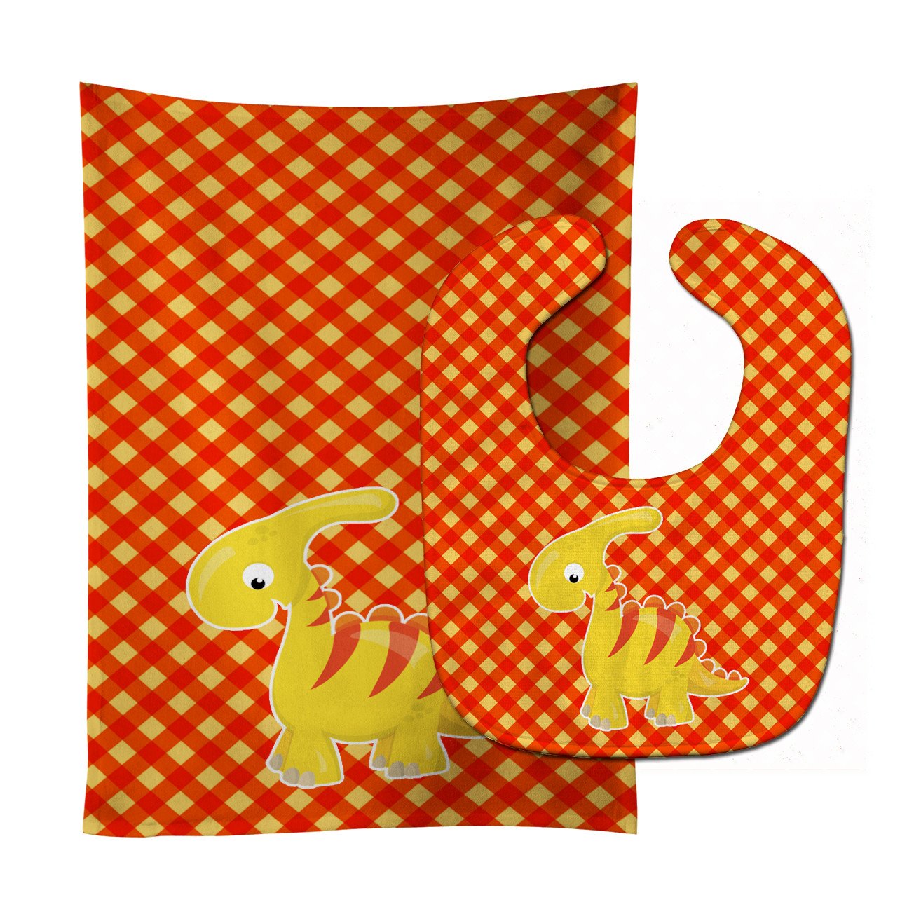 Parasaurolophus Dinosaur Baby Bib & Burp Cloth BB6893STBU by Caroline's Treasures