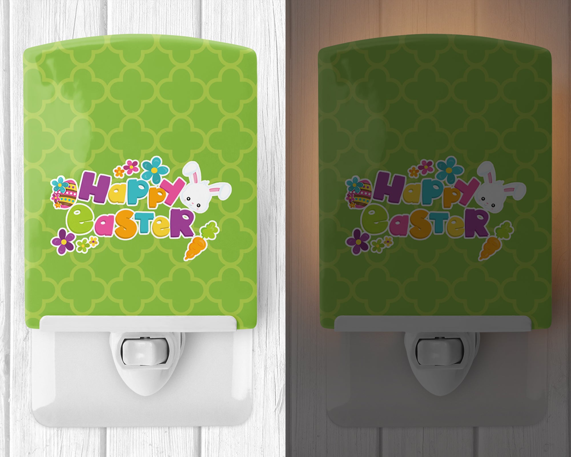 Happy Easter Green Quatrafoil Ceramic Night Light BB6900CNL - the-store.com