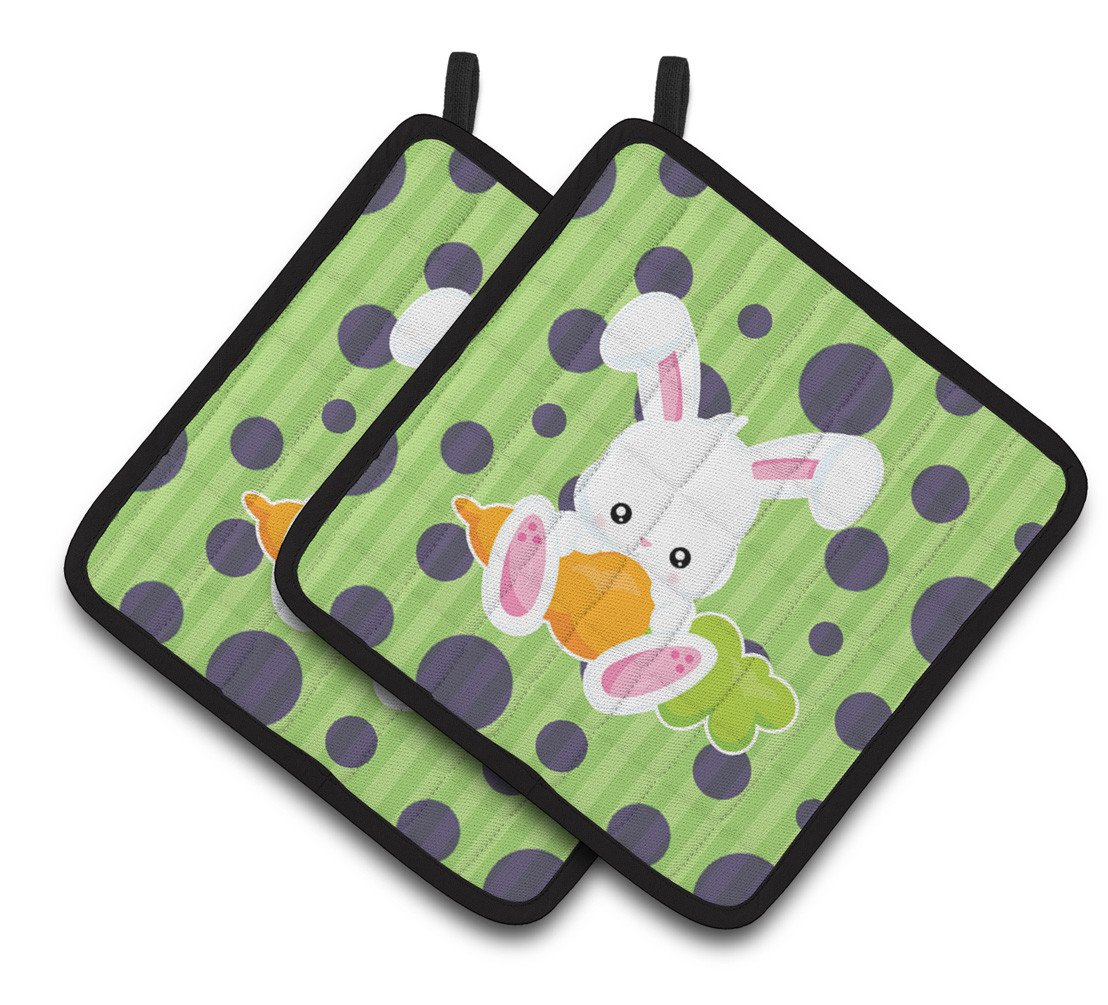 Easter Polkadot Rabbit Pair of Pot Holders BB6903PTHD by Caroline's Treasures