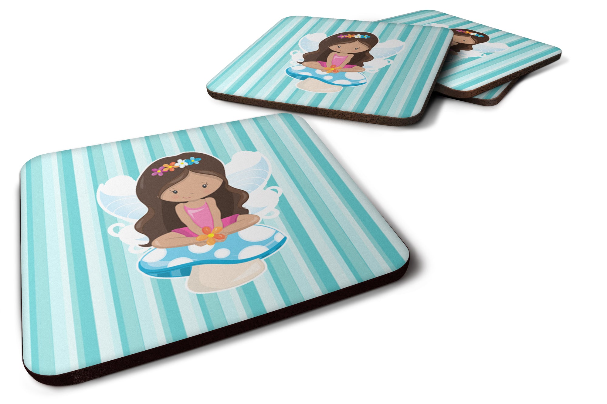 Fairy on Mushroom Foam Coaster Set of 4 BB6905FC - the-store.com