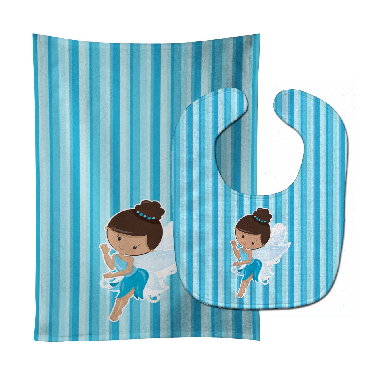 Fairy Blue Stripes Baby Bib & Burp Cloth BB6910STBU by Caroline's Treasures