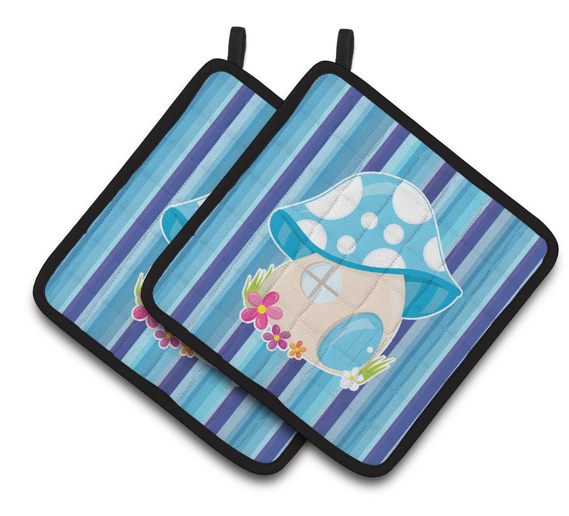 Fairy House Blue Stripes Pair of Pot Holders BB6911PTHD by Caroline&#39;s Treasures