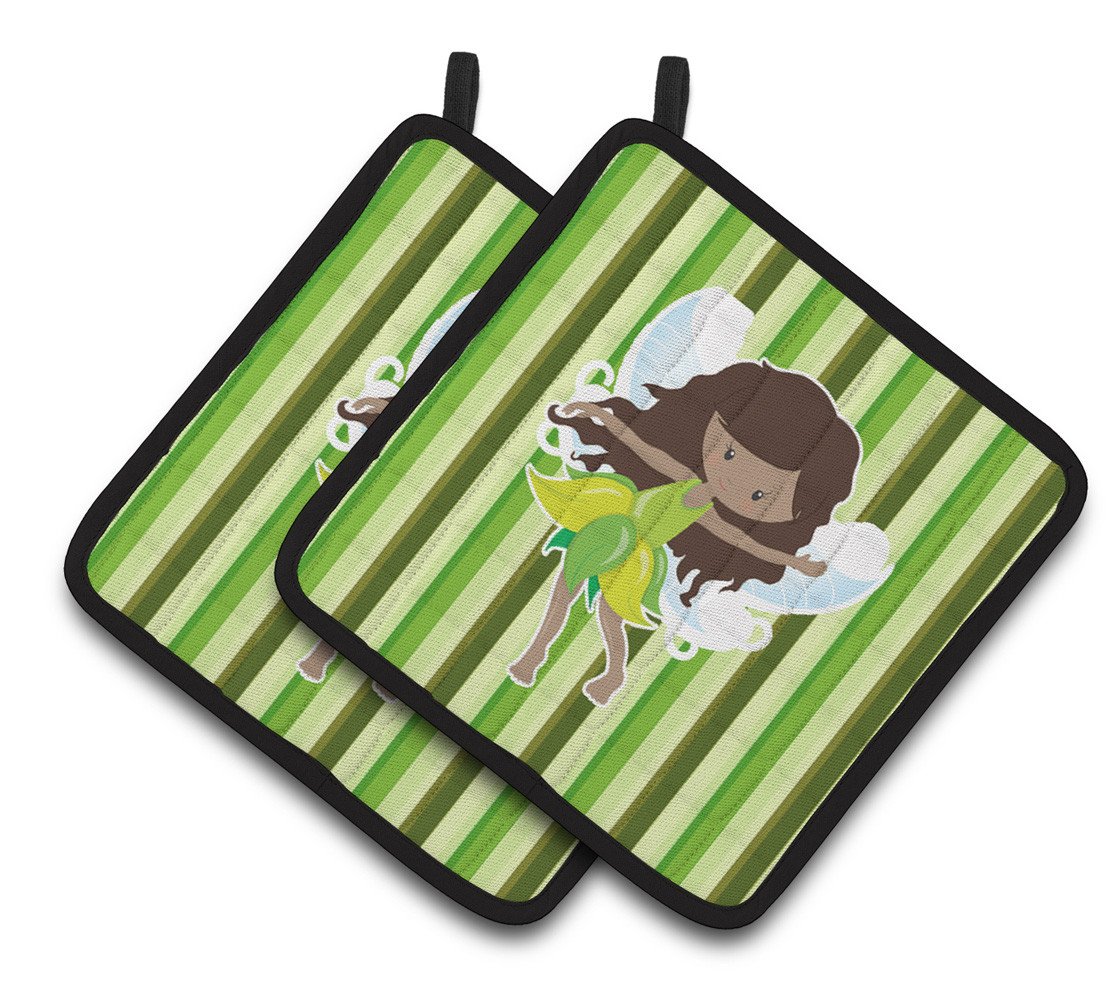 Fairy Green Stripes Pair of Pot Holders BB6912PTHD by Caroline&#39;s Treasures