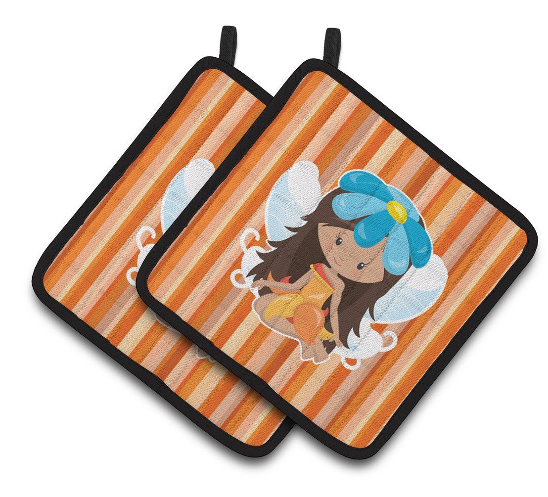 Fairy Orange Stripes Pair of Pot Holders BB6913PTHD by Caroline's Treasures