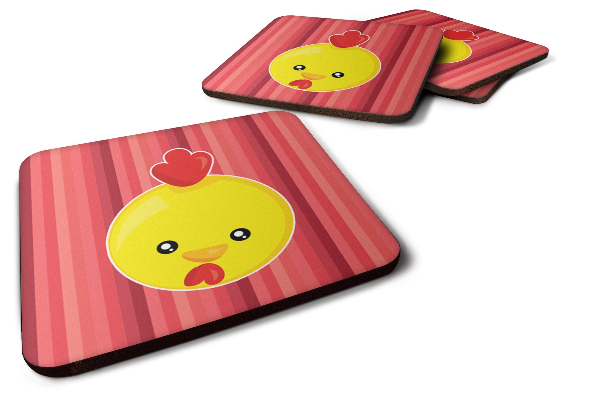 Chicken Face Foam Coaster Set of 4 BB6929FC - the-store.com