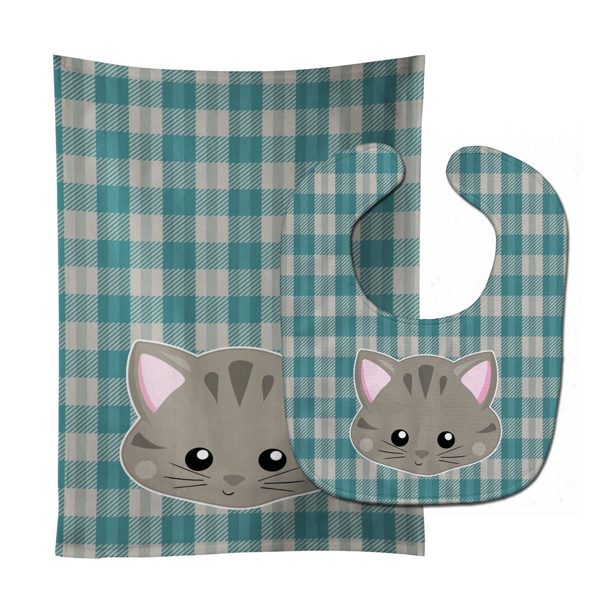 Kitten Face  Baby Bib &amp; Burp Cloth BB6932STBU by Caroline&#39;s Treasures