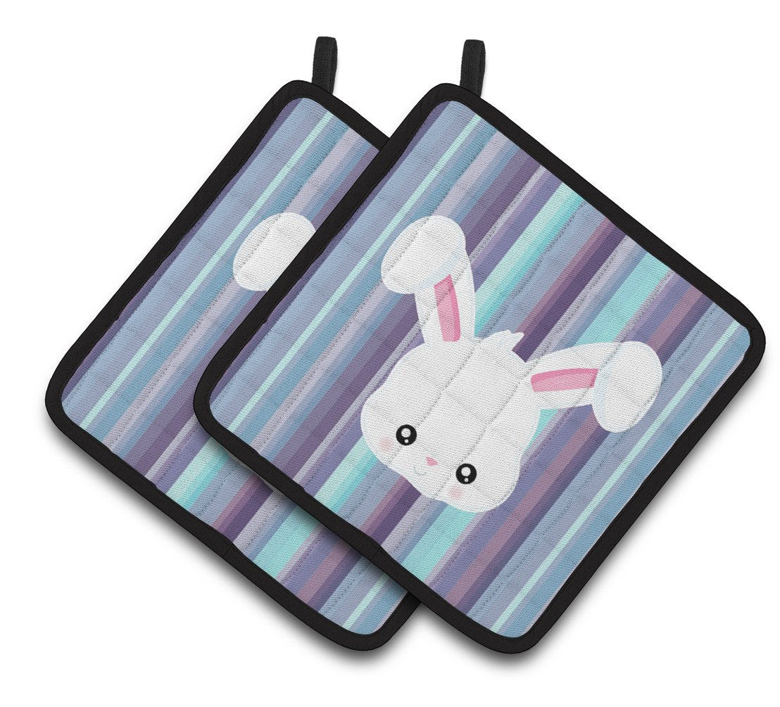 Rabbit Face Pair of Pot Holders BB6933PTHD by Caroline&#39;s Treasures