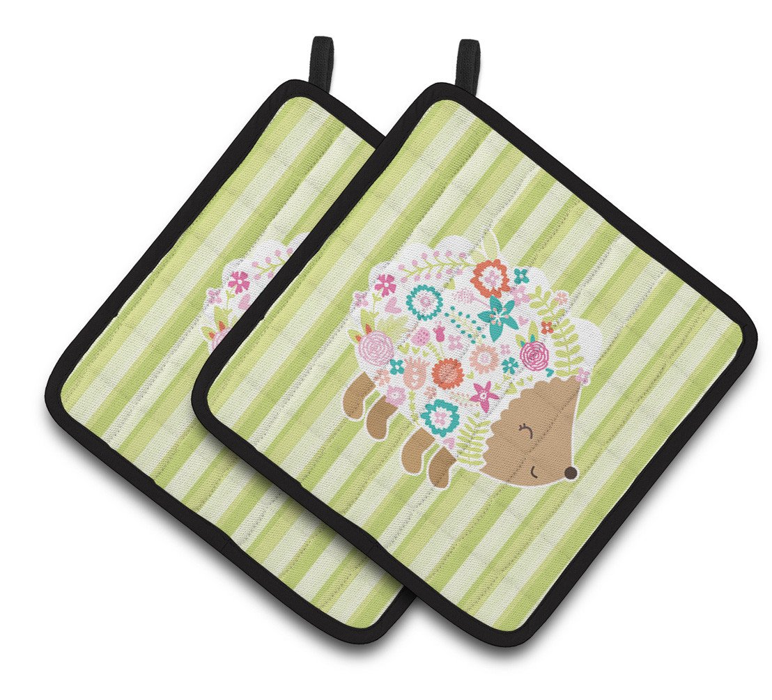 Flowered Hedgehog Pair of Pot Holders BB6935PTHD by Caroline's Treasures