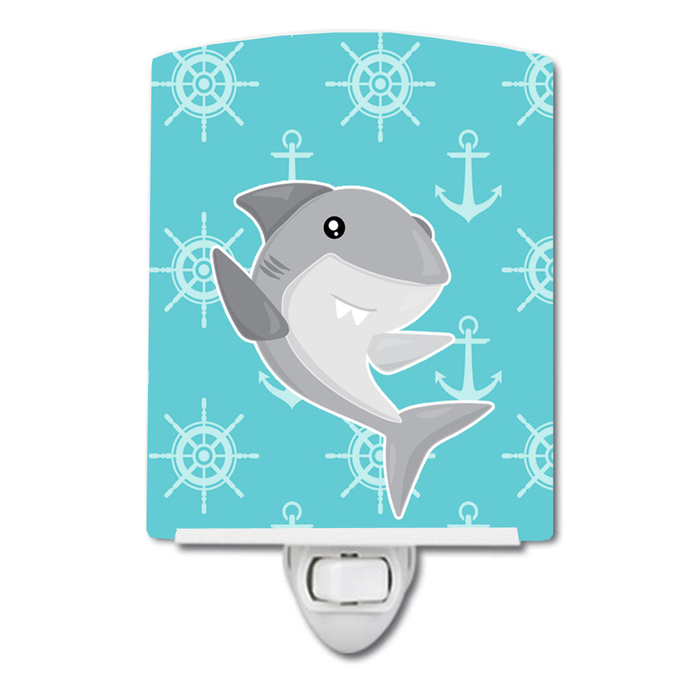 Shark on Blue Nautical Ceramic Night Light BB6940CNL - the-store.com