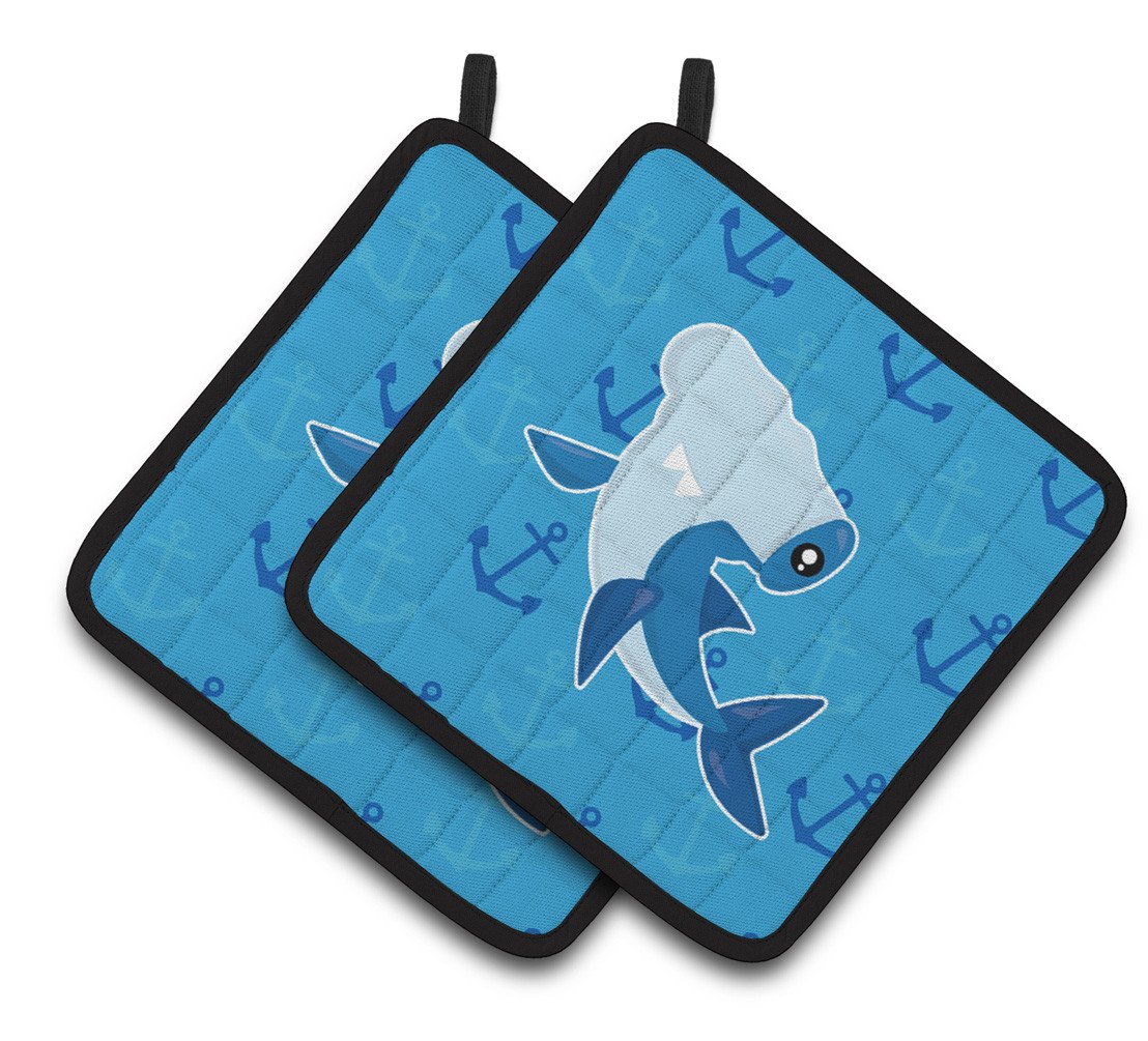 Hammerhead Shark on Anchors Pair of Pot Holders BB6941PTHD by Caroline&#39;s Treasures