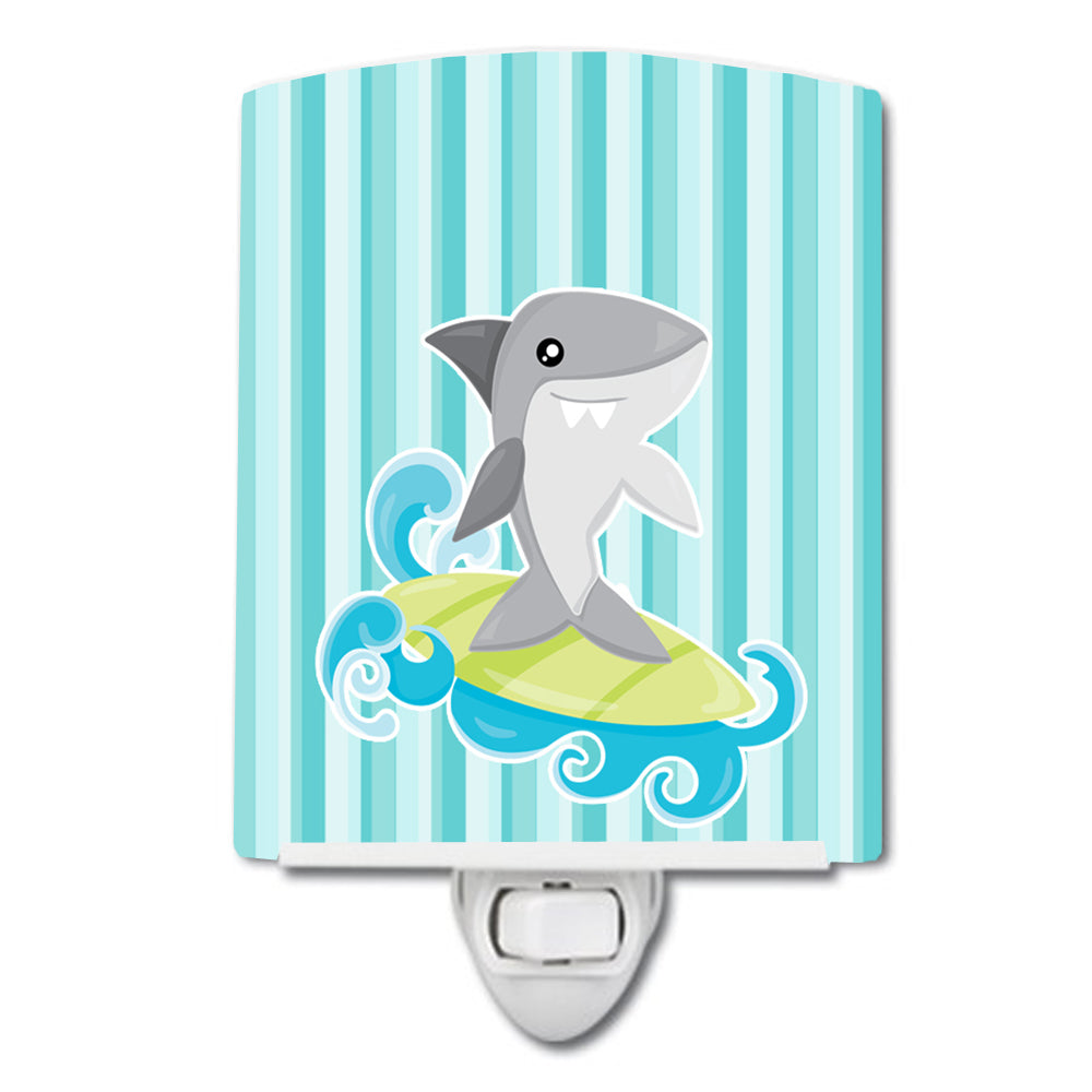 Surfin Shark on Stripes Ceramic Night Light BB6942CNL - the-store.com