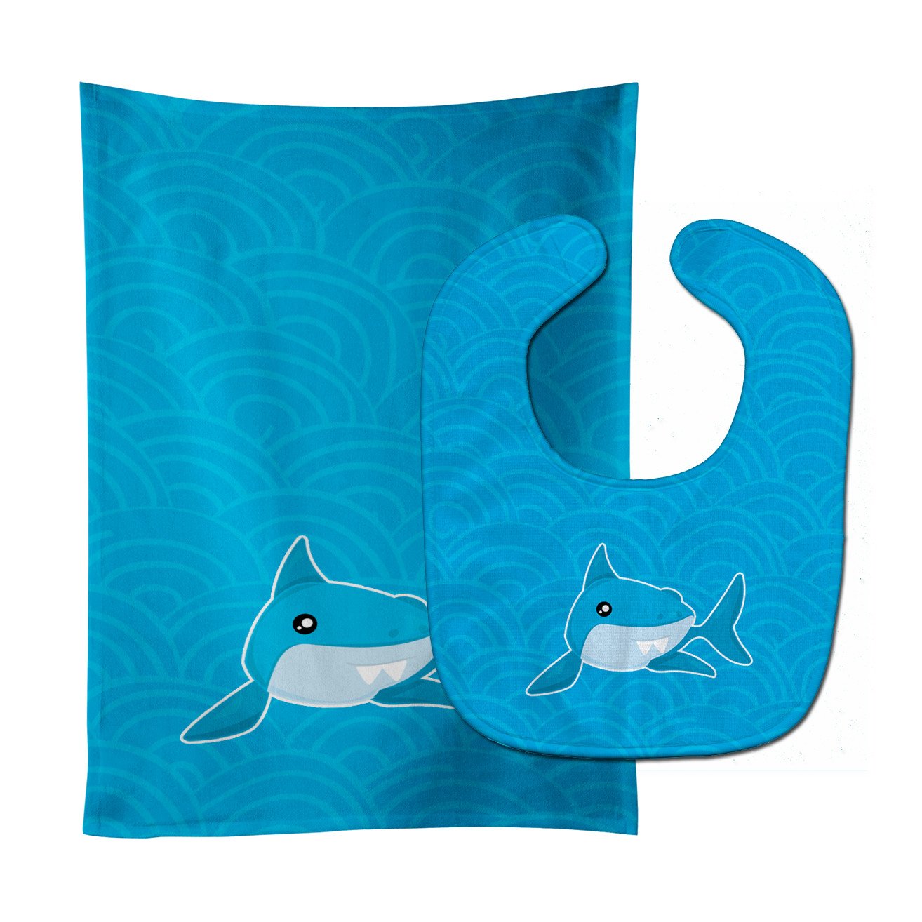 Shark with Waves Baby Bib & Burp Cloth BB6943STBU by Caroline's Treasures