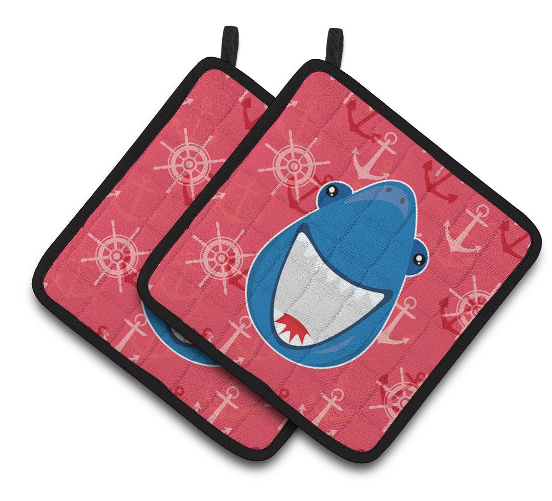 Shark Wide Open Pair of Pot Holders BB6945PTHD by Caroline&#39;s Treasures