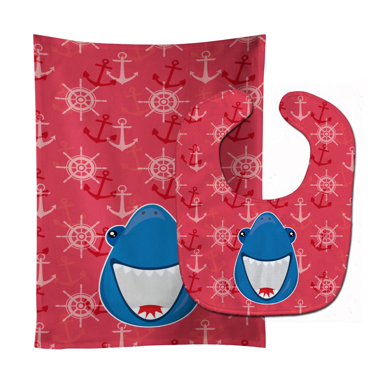 Shark Wide Open Baby Bib & Burp Cloth BB6945STBU by Caroline's Treasures