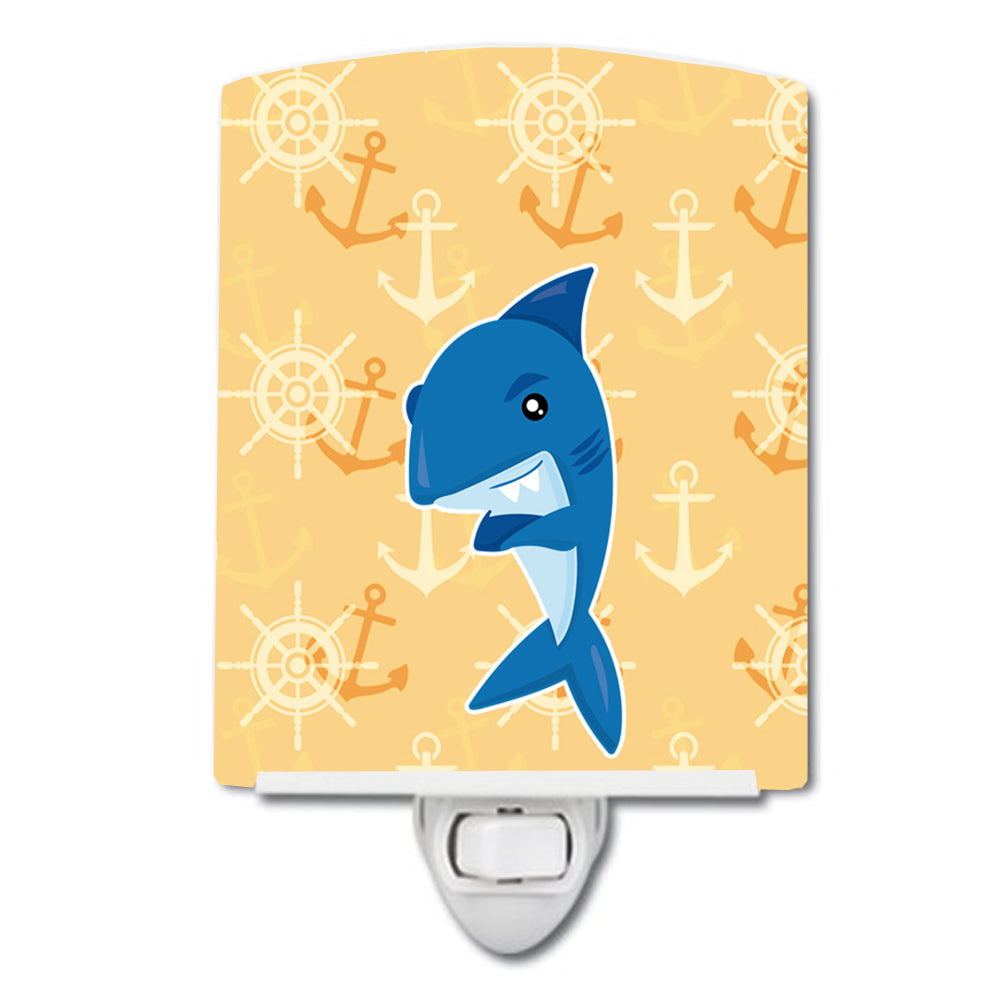 Shark on Beige Nautical Ceramic Night Light BB6946CNL - the-store.com