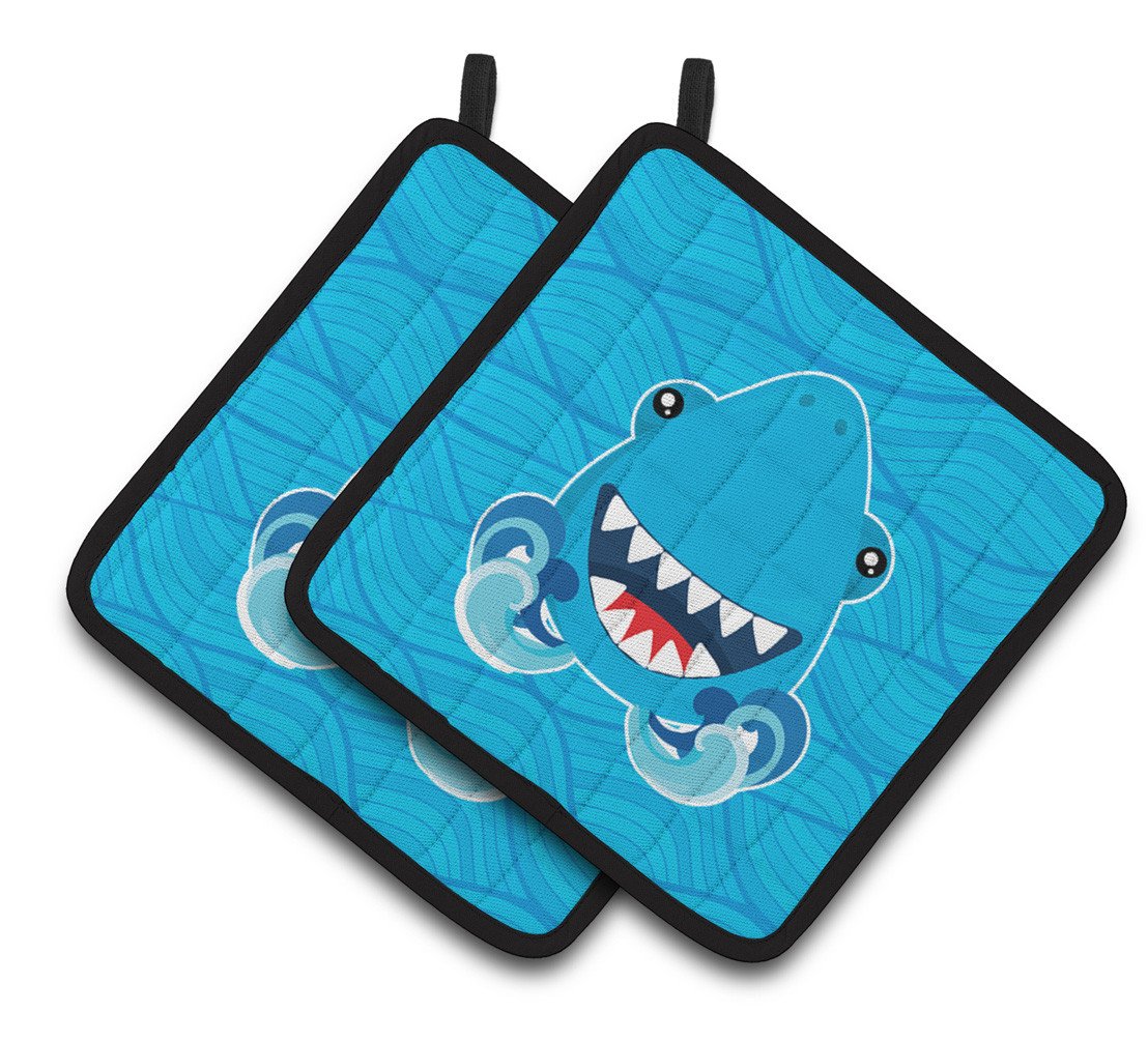 Shark Open Wide in Waves Pair of Pot Holders BB6947PTHD by Caroline's Treasures