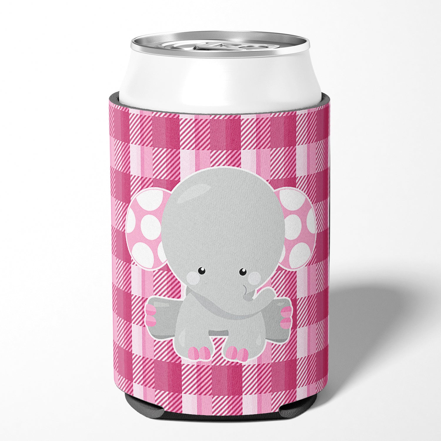 Elephant Pink Gingham Can or Bottle Hugger BB6952CC  the-store.com.