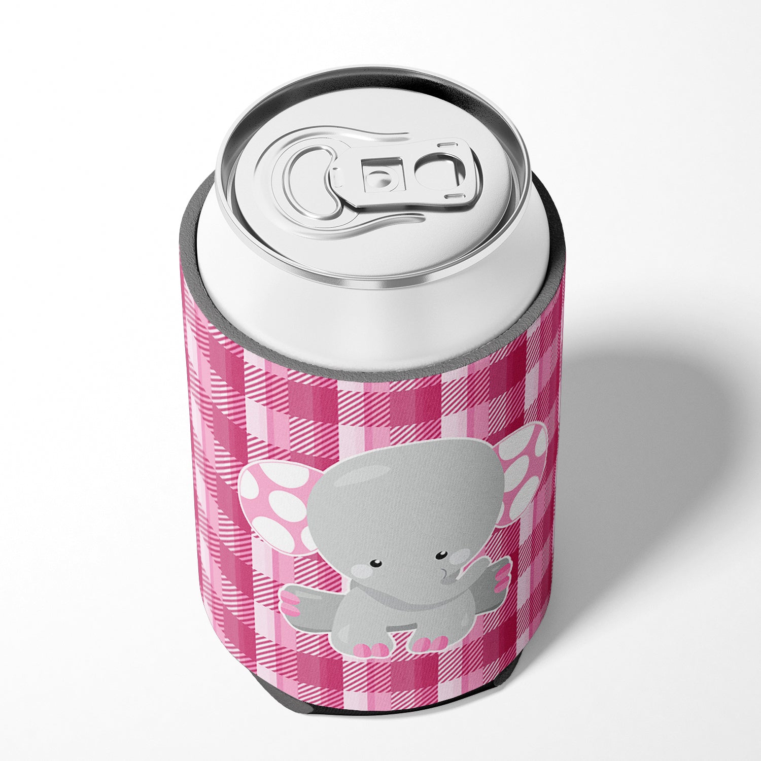 Elephant Pink Gingham Can or Bottle Hugger BB6952CC  the-store.com.