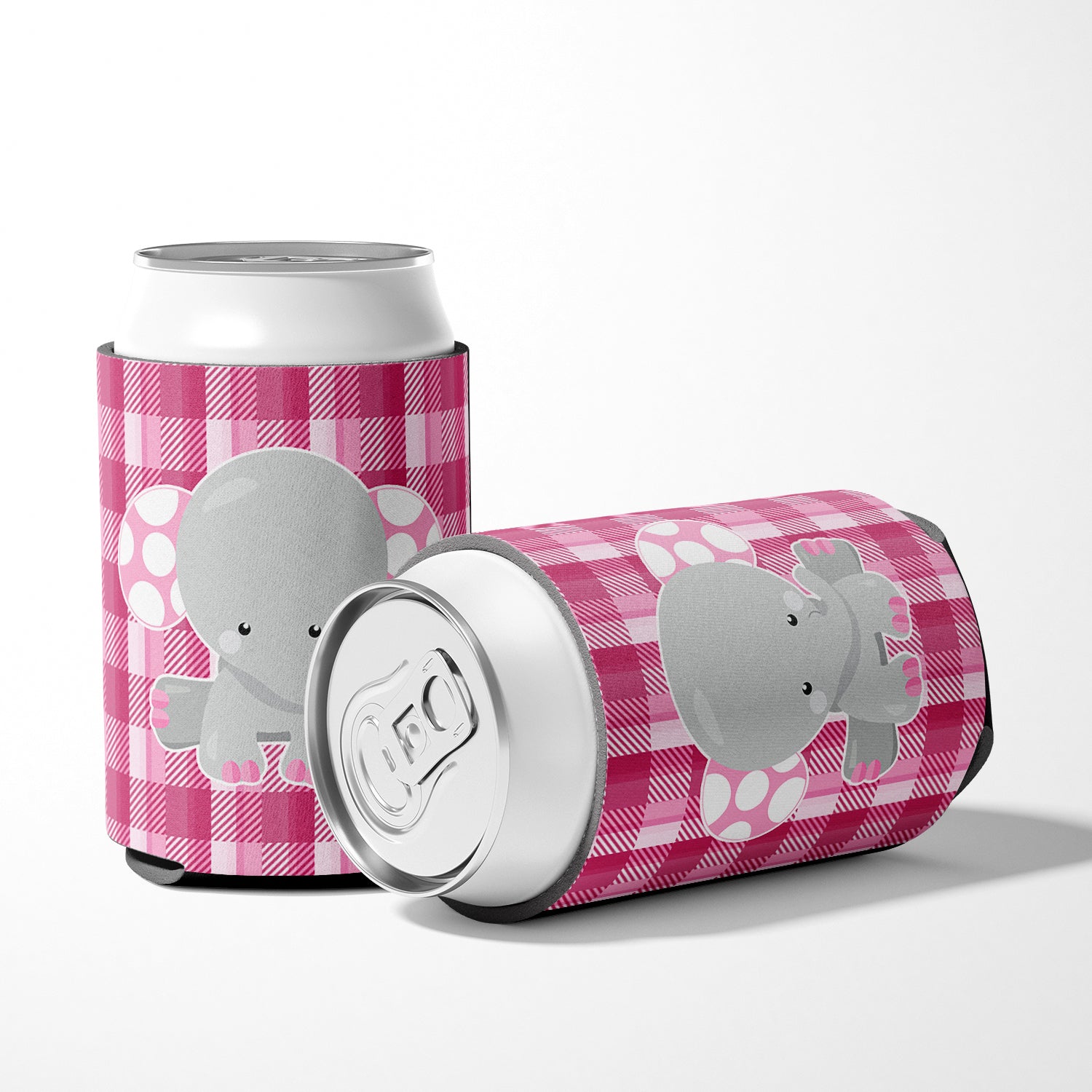 Elephant Pink Gingham Can or Bottle Hugger BB6952CC  the-store.com.