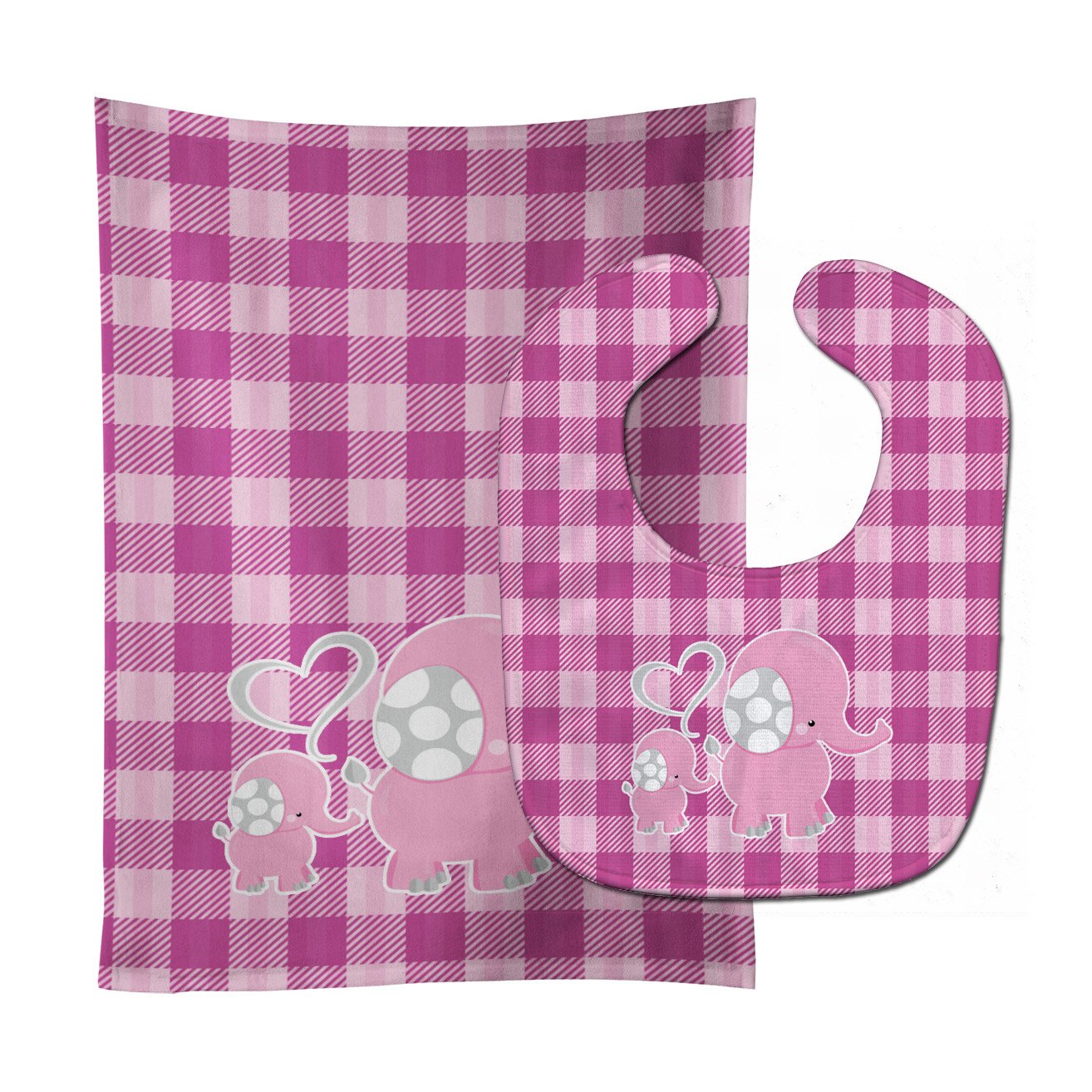 Elephant and Baby Baby Bib & Burp Cloth BB6953STBU by Caroline's Treasures