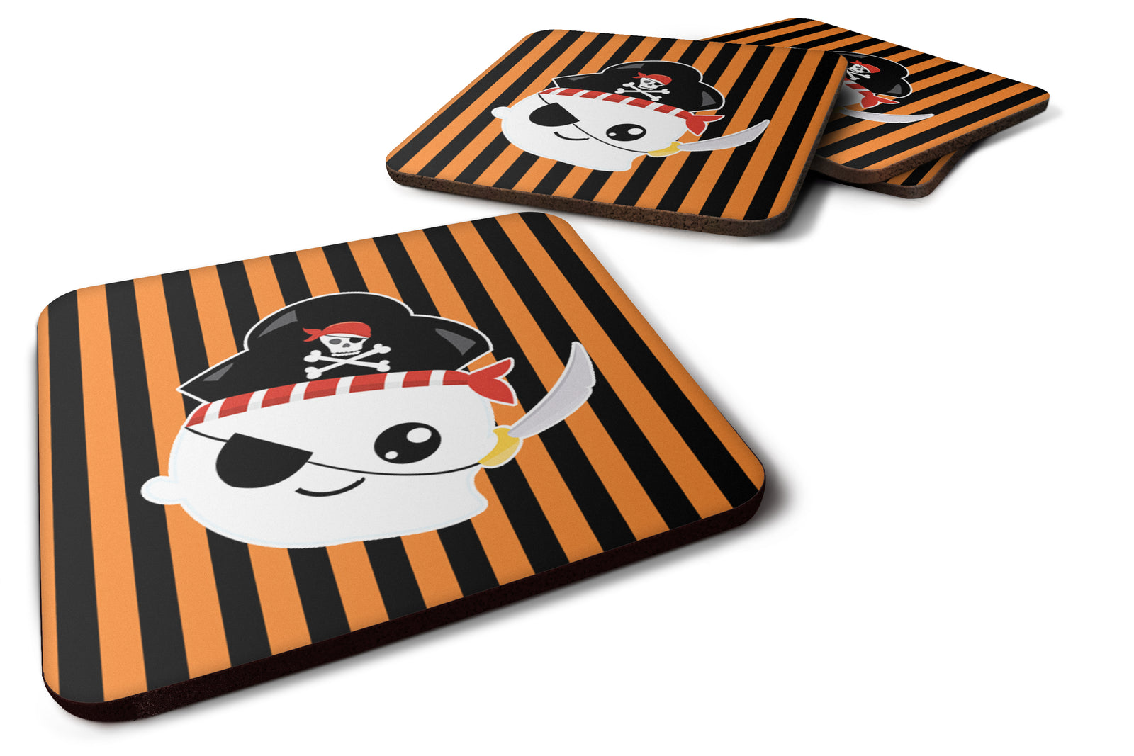 Halloween Ghost Pirate Foam Coaster Set of 4 BB6957FC - the-store.com