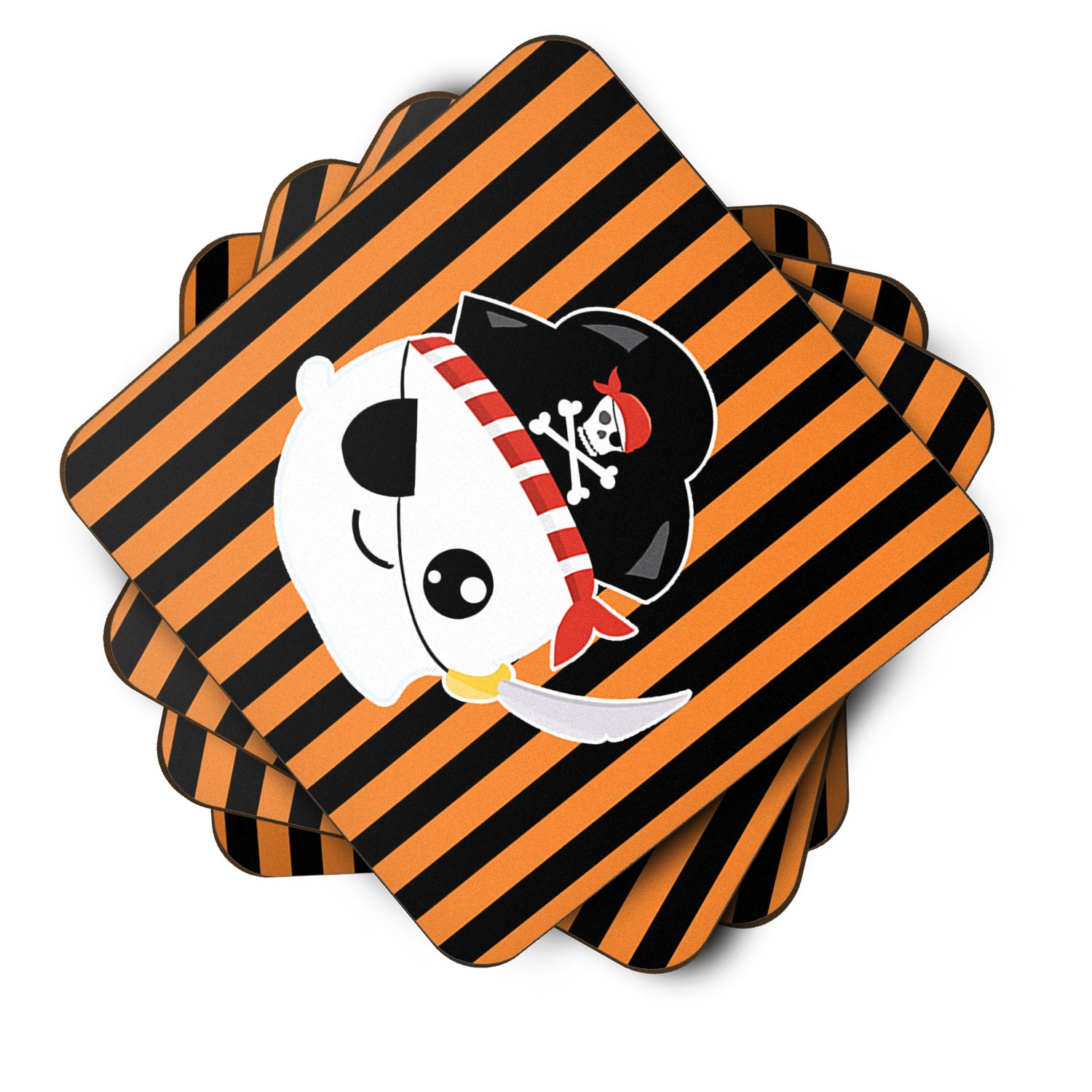 Halloween Ghost Pirate Foam Coaster Set of 4 BB6957FC - the-store.com