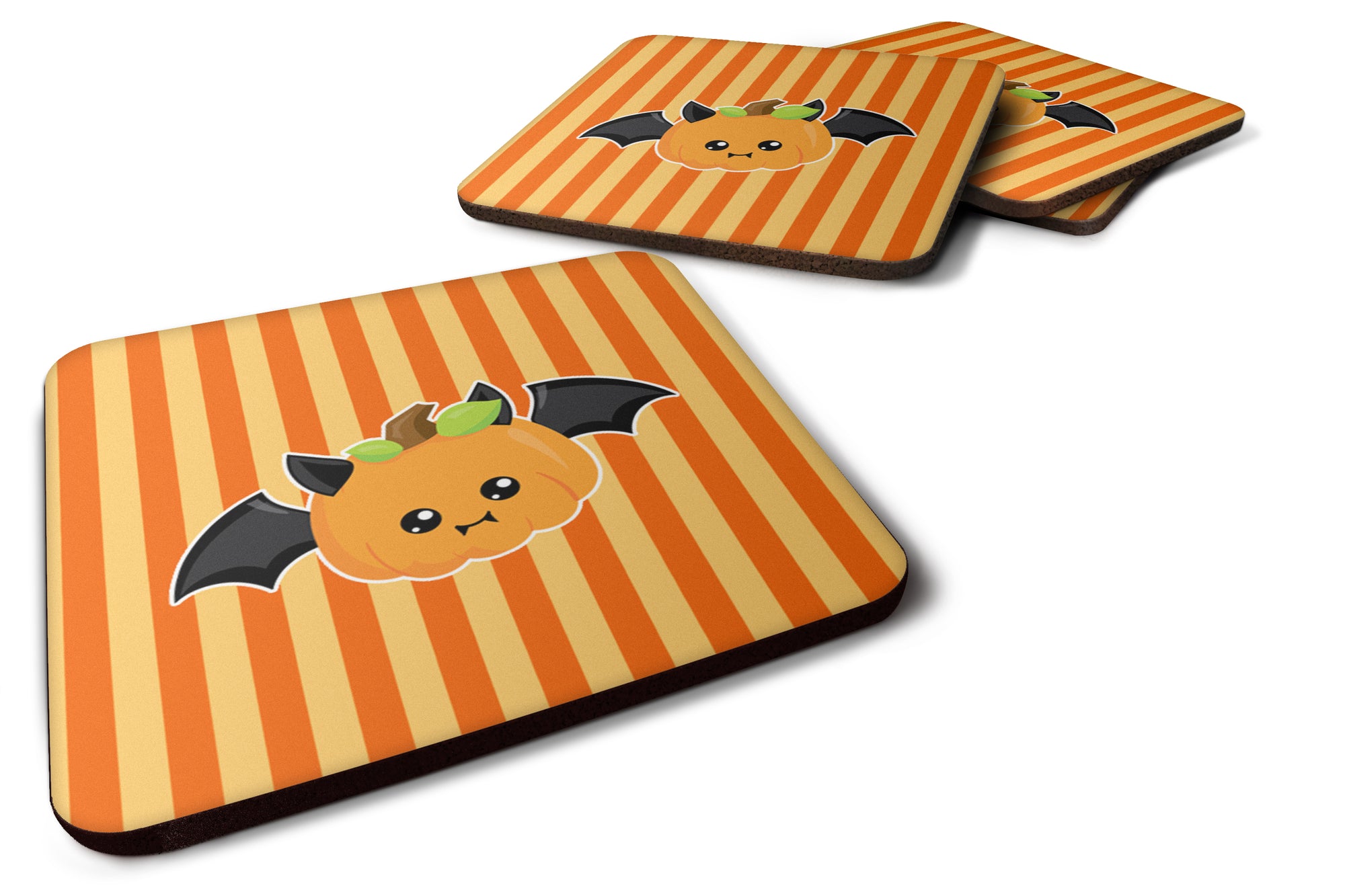 Halloween Pumpkin Bat Foam Coaster Set of 4 BB6959FC - the-store.com