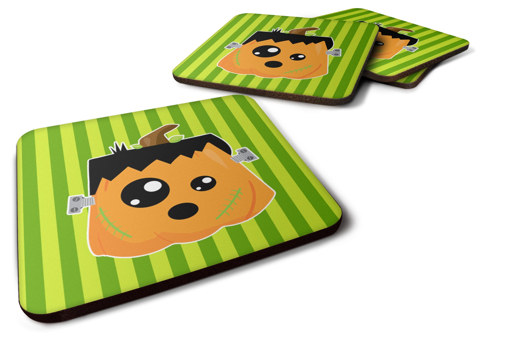 Halloween Pumpkin Frankenstein Foam Coaster Set of 4 BB6961FC - the-store.com