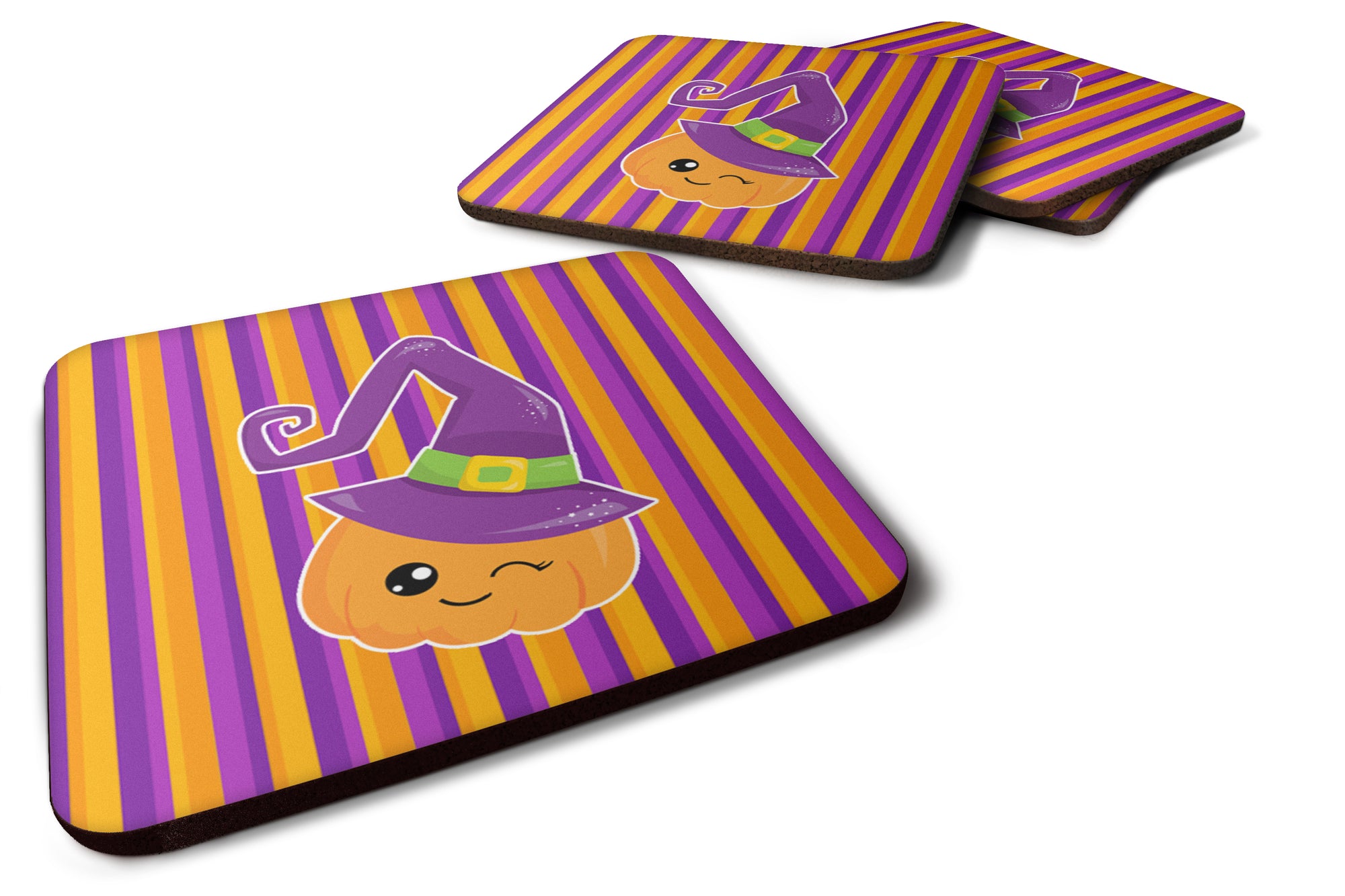 Halloween Pumpkin Witch Foam Coaster Set of 4 BB6967FC - the-store.com