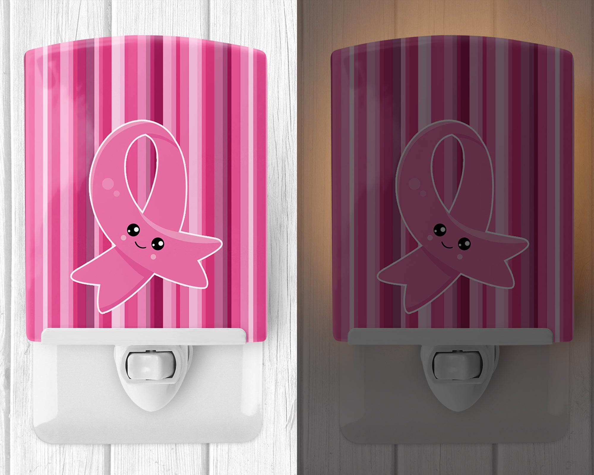 Breast Cancer Awareness Ribbon Face Ceramic Night Light BB6978CNL - the-store.com