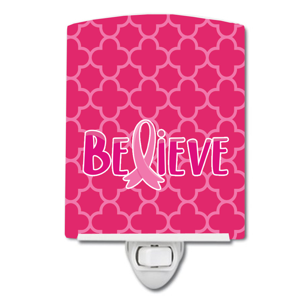 Breast Cancer Awareness Ribbon Believe Ceramic Night Light BB6980CNL - the-store.com