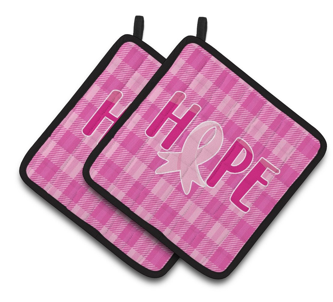 Breast Cancer Awareness Ribbon Hope Pair of Pot Holders BB6981PTHD by Caroline's Treasures