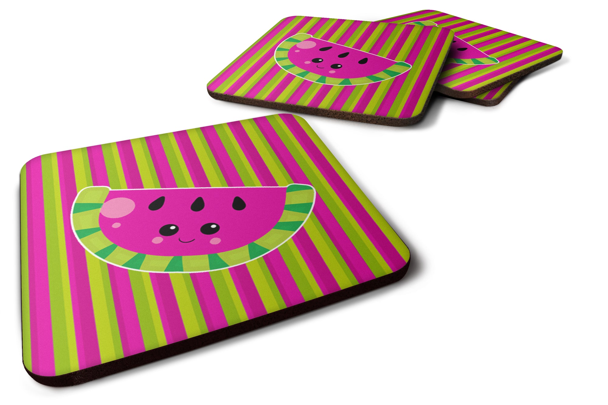 Watermelon Face Foam Coaster Set of 4 BB6987FC - the-store.com