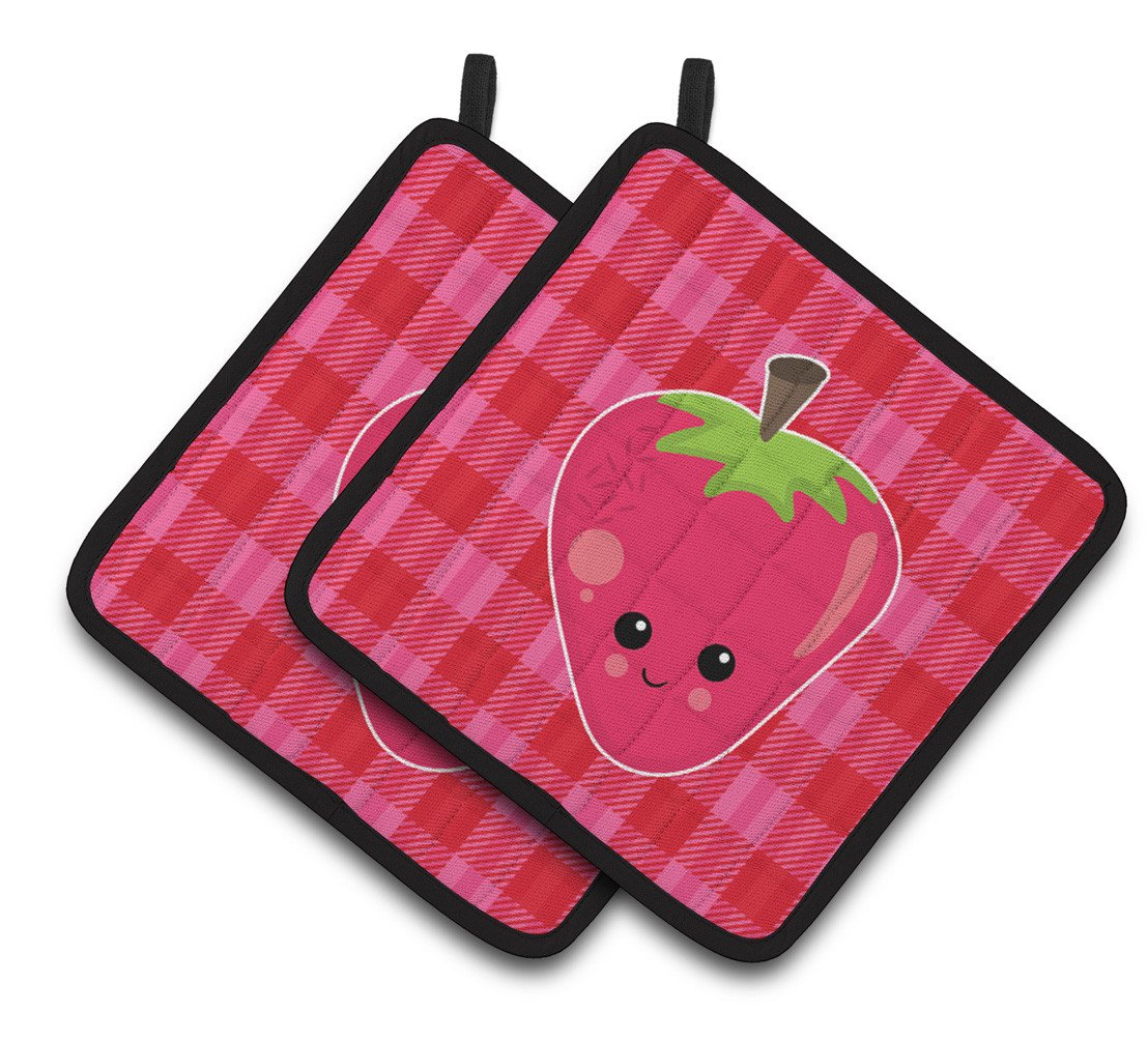 Strawberry Face Pair of Pot Holders BB6989PTHD by Caroline&#39;s Treasures