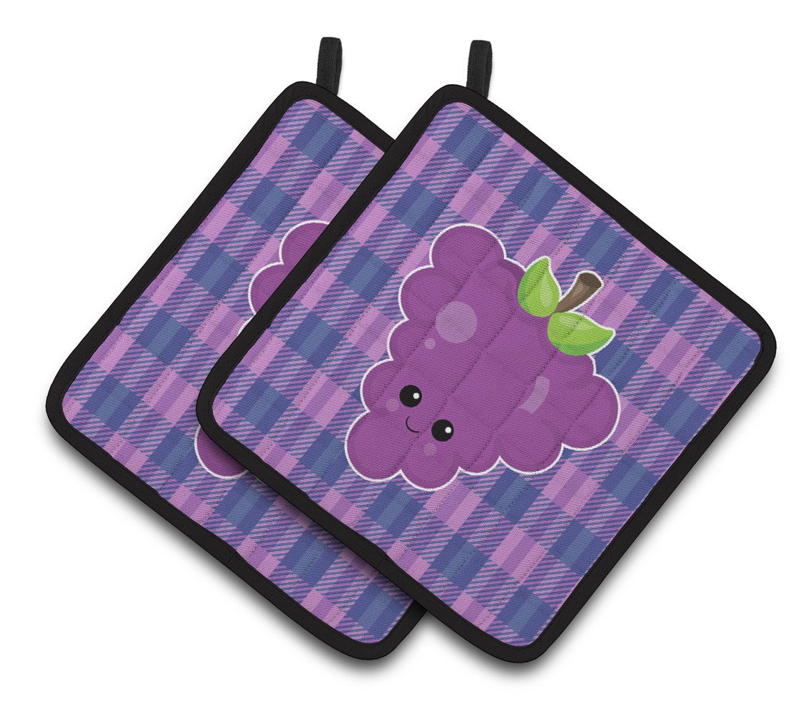 Grape Face Pair of Pot Holders BB6994PTHD by Caroline&#39;s Treasures