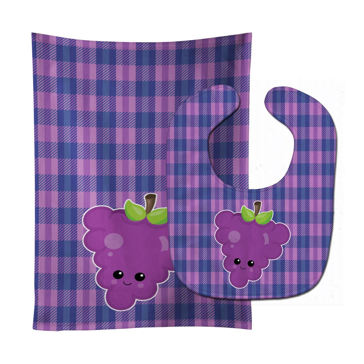 Grape Face Baby Bib &amp; Burp Cloth BB6994STBU by Caroline&#39;s Treasures