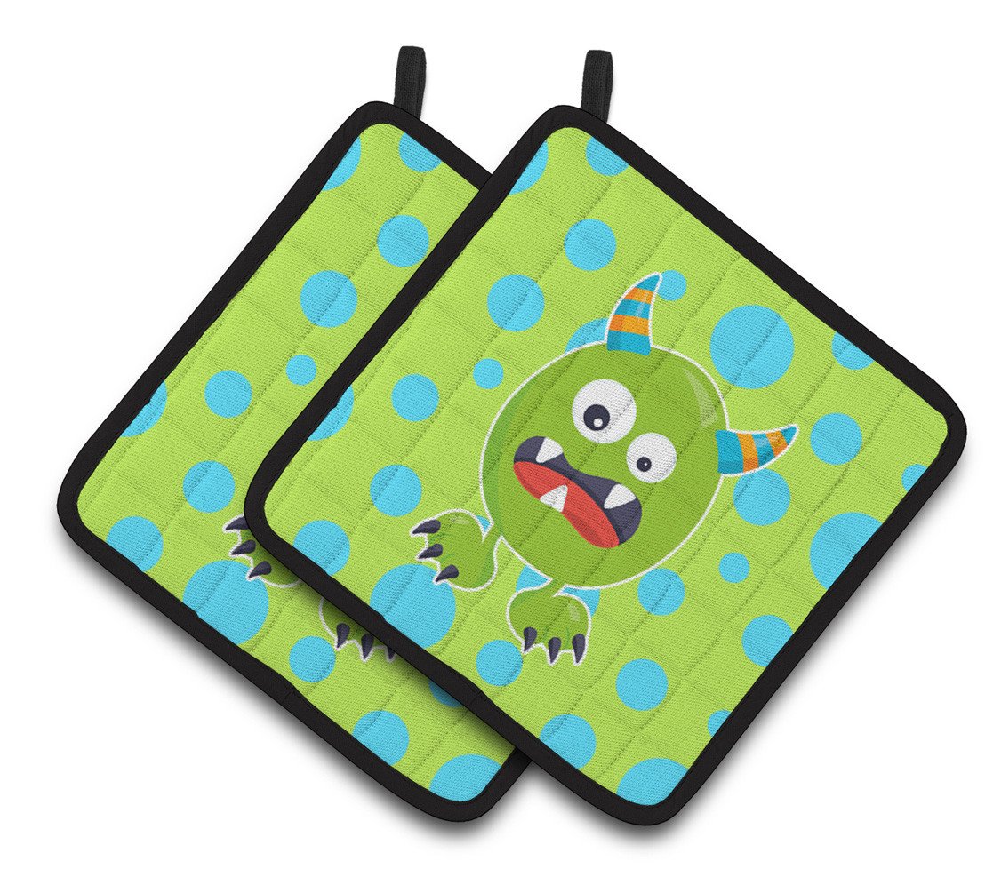 Little Monster Greenie Doodle Pair of Pot Holders BB7003PTHD by Caroline&#39;s Treasures