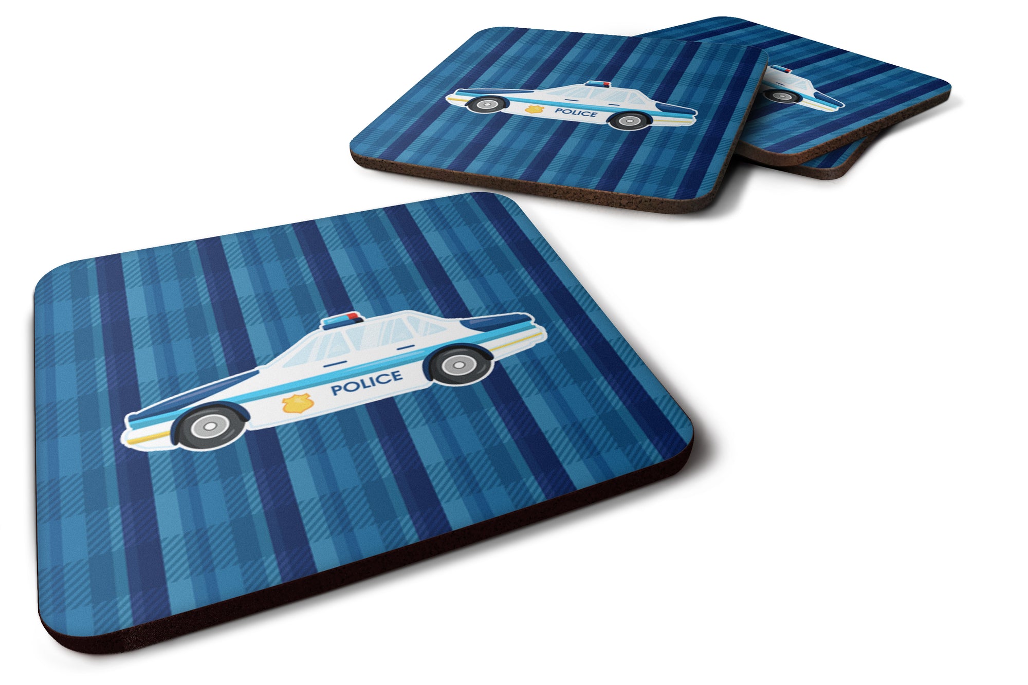 Police Car Foam Coaster Set of 4 BB7009FC - the-store.com