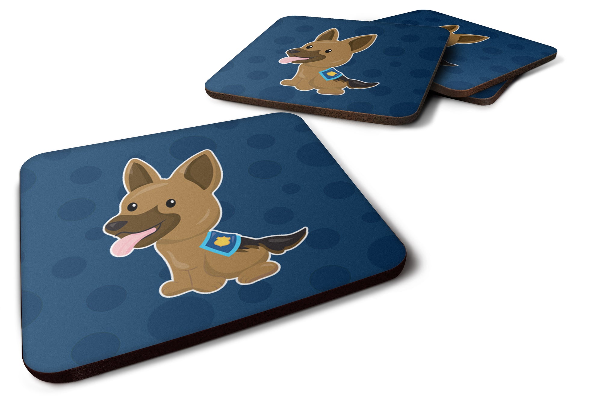 Police German Shepherd Foam Coaster Set of 4 BB7010FC - the-store.com