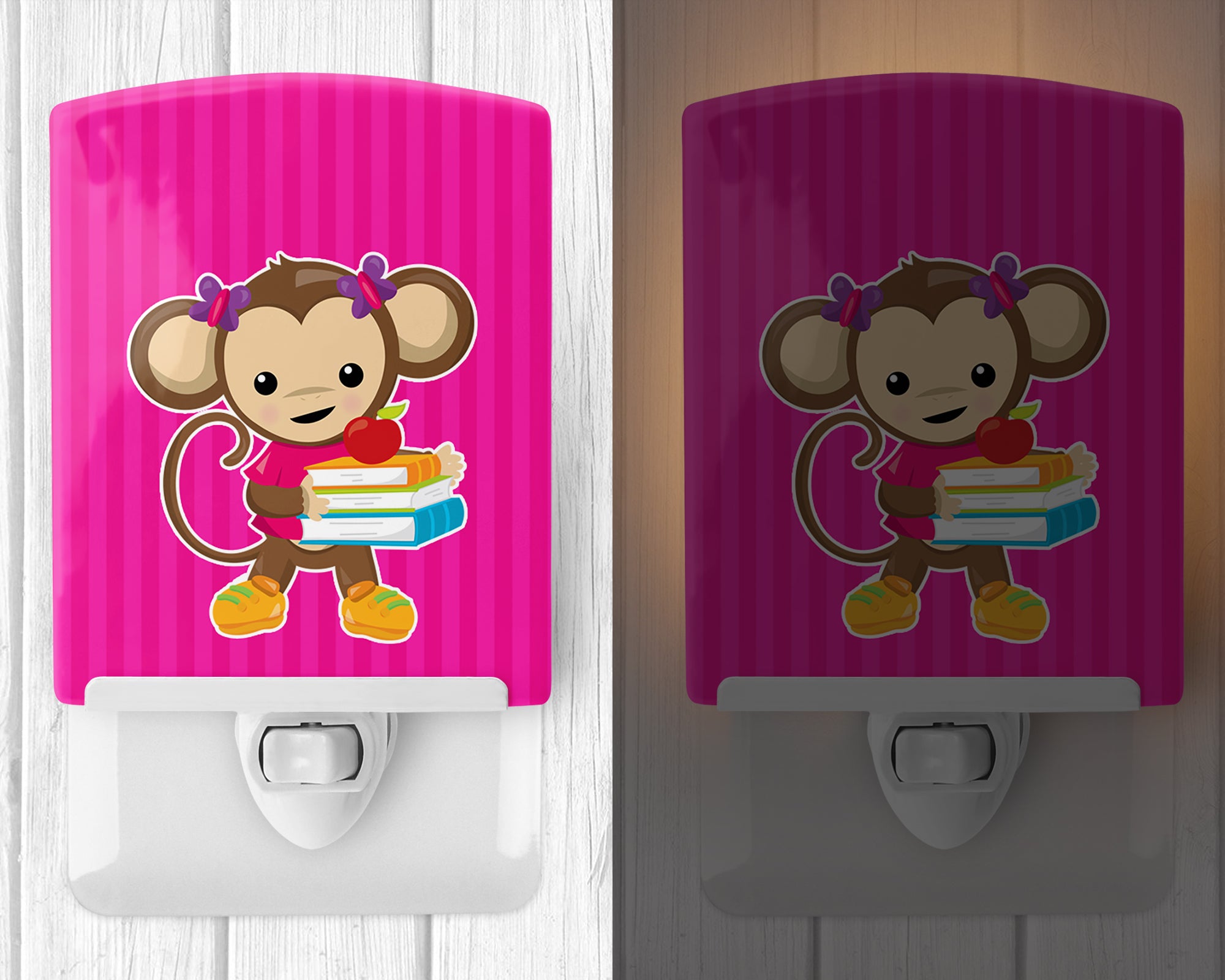 Monkey and School books Ceramic Night Light BB7018CNL - the-store.com