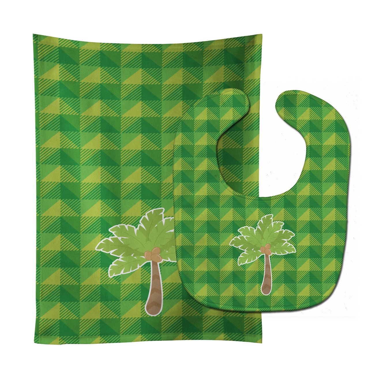 Palm Tree Baby Bib & Burp Cloth BB7027STBU by Caroline's Treasures