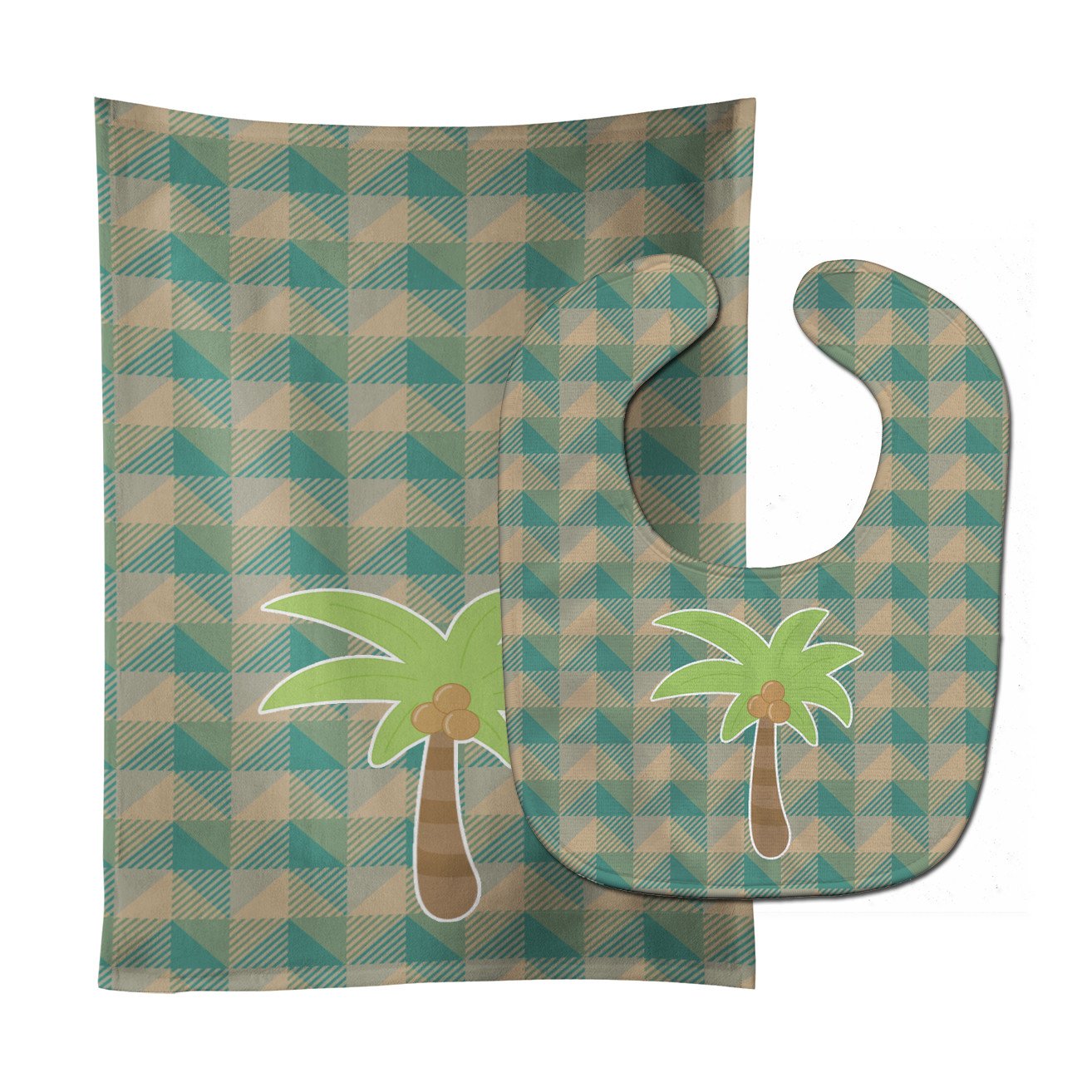 Palm Tree Baby Bib & Burp Cloth BB7028STBU by Caroline's Treasures