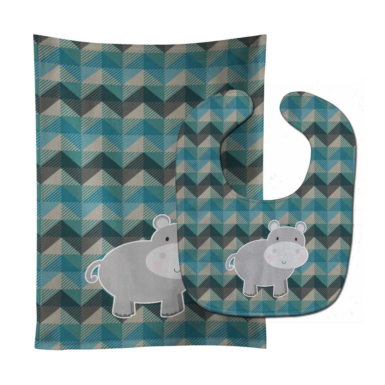 Hippopotamus Baby Bib & Burp Cloth BB7031STBU by Caroline's Treasures