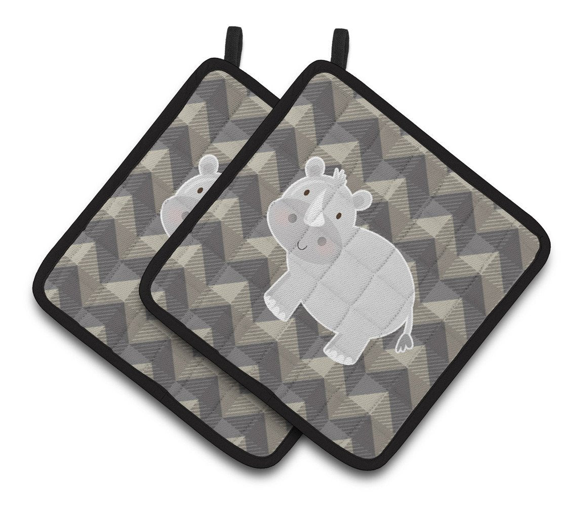 Rhinoceros Pair of Pot Holders BB7033PTHD by Caroline&#39;s Treasures